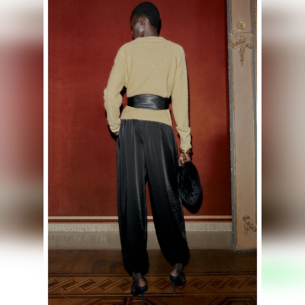 Zara Satin Effect Balloon Pants Black Size L - Picture 8 of 11